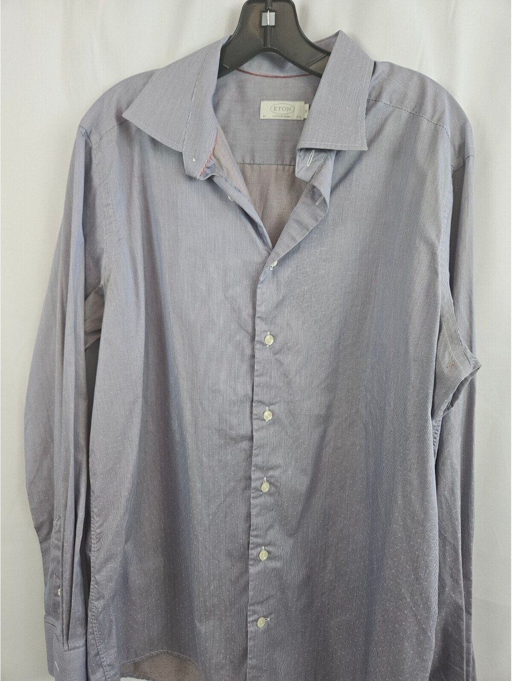 Eton Contemporary Men's Dress Shirt XL 17 1/2 Blue Patterned